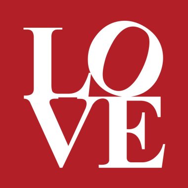 Kırmızı arkaplan vektöründeki aşk harfi logosu EPS izole edildi, en iyi sevgililer günü illüstrasyonunda kullanılır