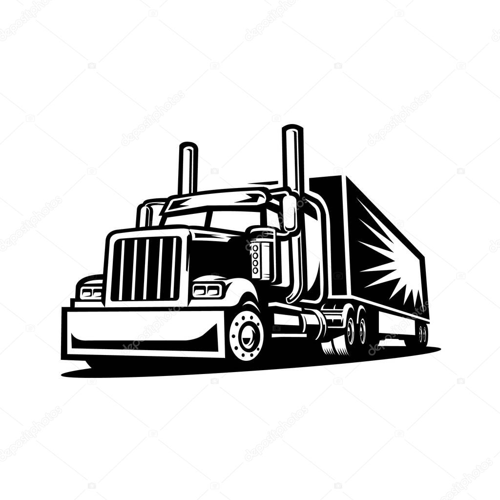 Semi truck 18 wheeler with trailer attached isolated vector imag