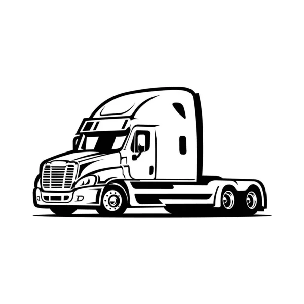 Trucker Semi Truck Wheeler Trailer Attached Isolated Vector Image — Stock Vector