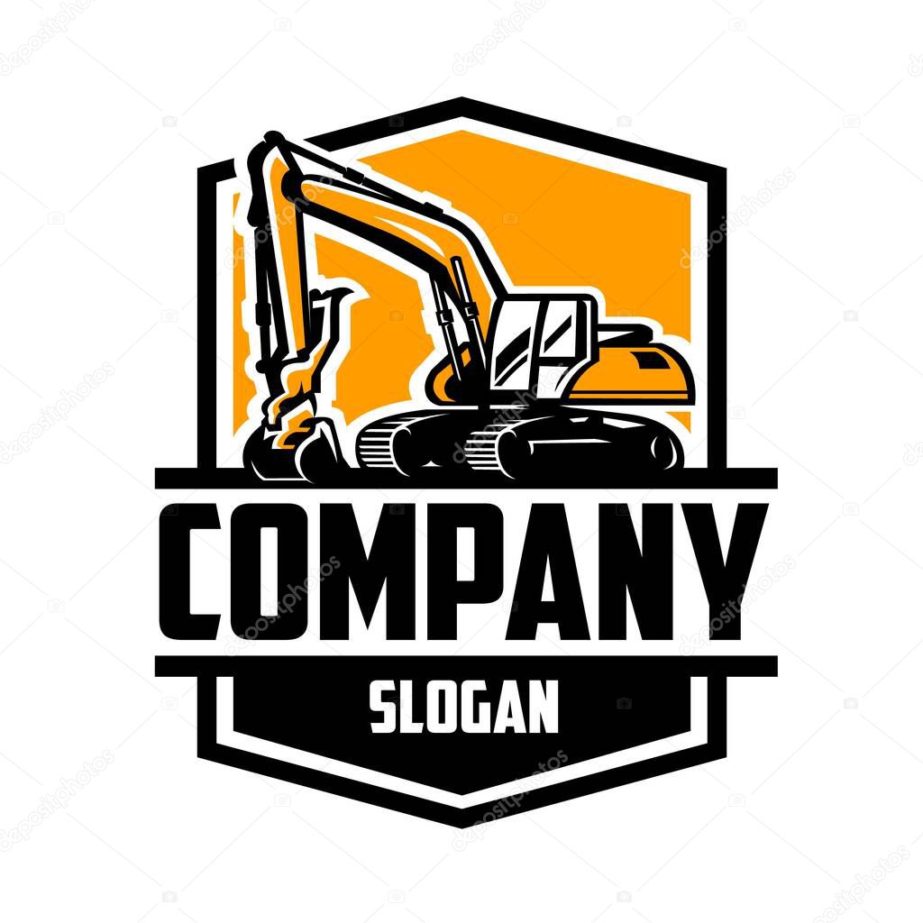 Excavating land clearing constructing ready made logo isolated vector EPS
