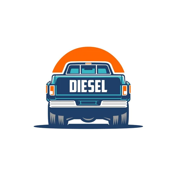 Doppia Camion Diesel Vista Posteriore Vettore Isolato Eps — Vettoriale Stock
