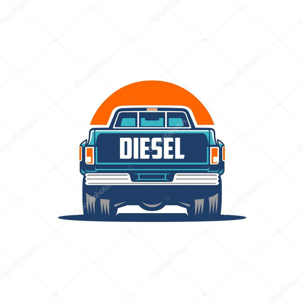 Dually truck diesel rear view vector isolated EPS