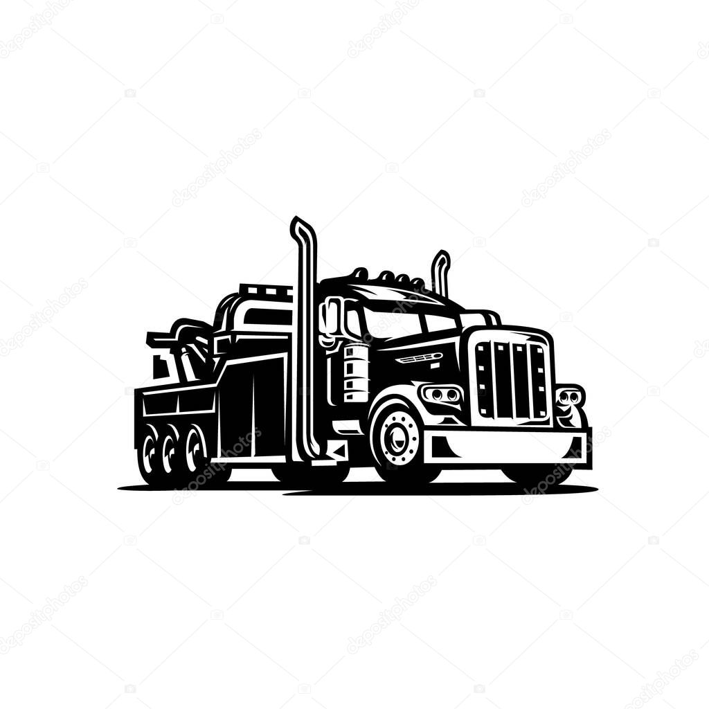 Tow truck silhouette vector isolated image