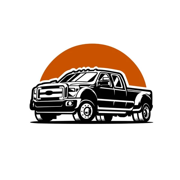 Silueta Camioneta Servicio Pesado Doble Vector Aislado — Vector de stock