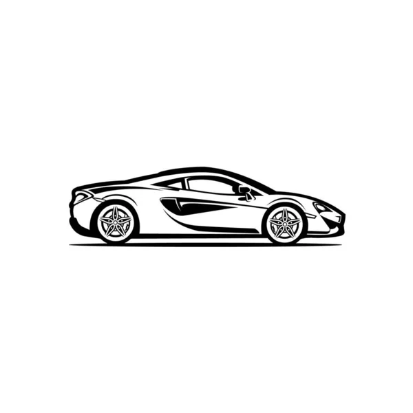 Silhouette Modern Sport Car Side View Vector Image Isolated — Stock Vector