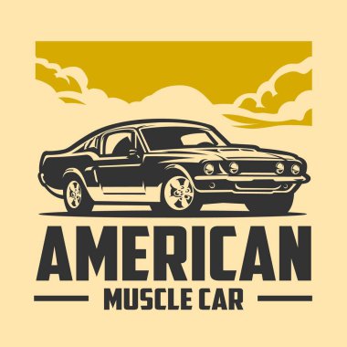Amerikan kaslı arabası klasik vektör grafik tasarımı izole edildi