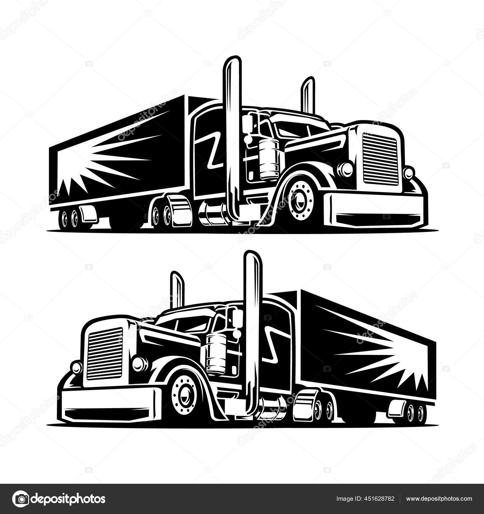 Desenho do vetor de um trator fotomural • fotomurais entrega, trailer,  semi- caminhão