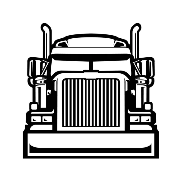 Semi Truck Wheeler Tractor Front View Logo Vector Isolated — Stock Vector