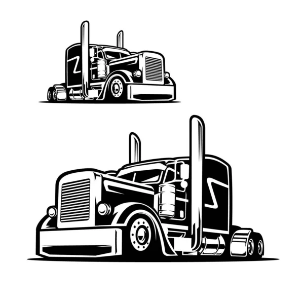 Semi Truck Vector Isolated Image Front Side View — Stock Vector