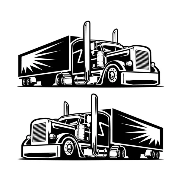 Semi Truck Trailer Front View Vector — 스톡 벡터