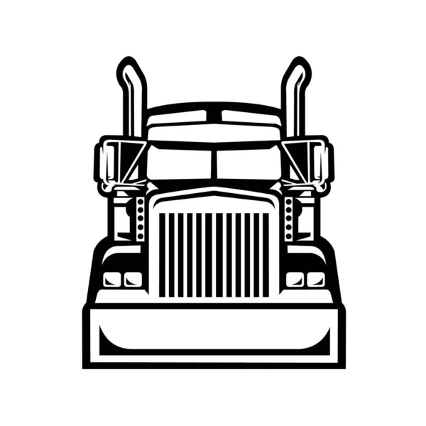Semi Truck Wherer Trucker Front View Vector — 스톡 벡터