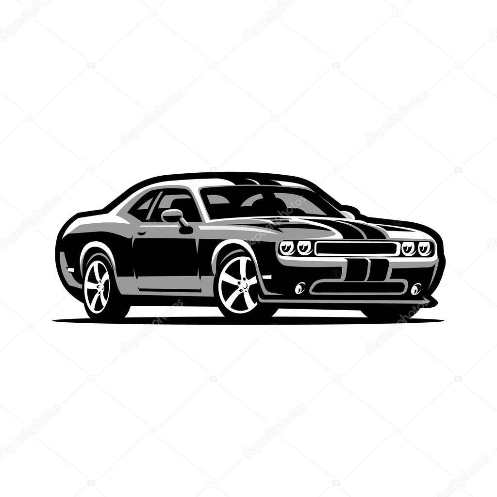 Muscle car vector image isolated in grey color