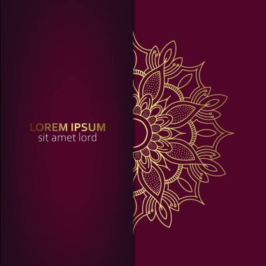 Lüks altın mandala düğün davetiyesi için dekoratif arka plan, mandala tarzı premium vektör içeren kitap kapağı