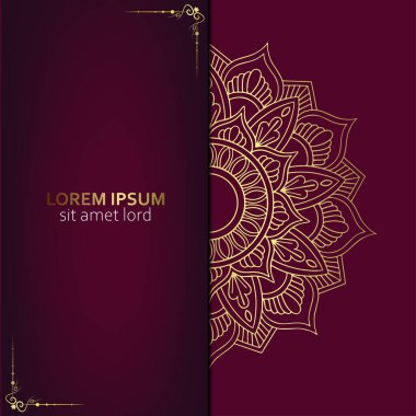 Lüks altın mandala düğün davetiyesi için dekoratif arka plan, mandala tarzı premium vektör içeren kitap kapağı