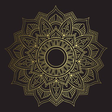 Lüks altın mandala düğün davetiyesi için dekoratif arka plan, mandala tarzı premium vektör içeren kitap kapağı