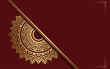 Lüks altın mandala düğün davetiyesi için dekoratif arka plan, mandala tarzı premium vektör içeren kitap kapağı