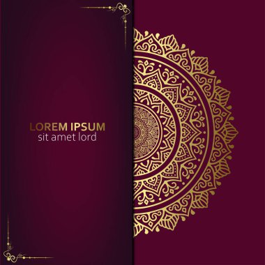 Lüks altın mandala düğün davetiyesi için dekoratif arka plan, mandala tarzı premium vektör içeren kitap kapağı