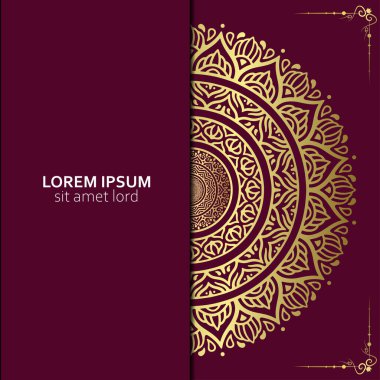 Lüks altın mandala düğün davetiyesi için dekoratif arka plan, mandala tarzı premium vektör içeren kitap kapağı