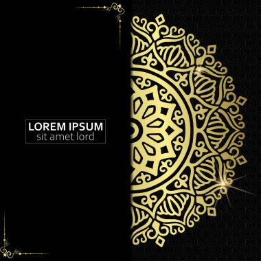 Lüks altın mandala düğün davetiyesi için dekoratif arka plan, mandala tarzı premium vektör içeren kitap kapağı