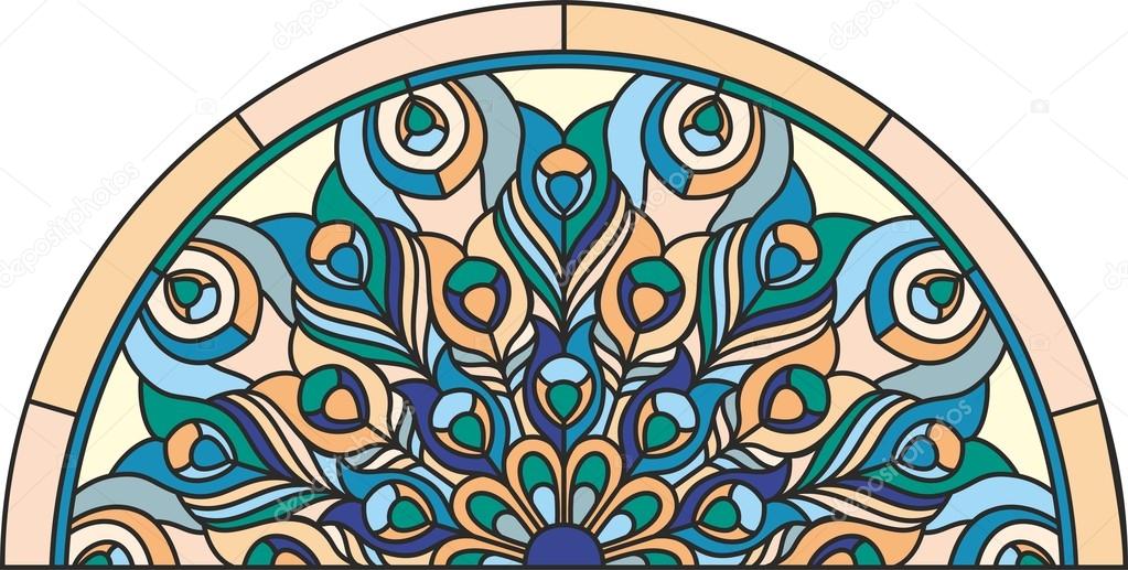 Peacock Tail Stained Glass Vector Image By C Kate Bond Vector Stock 102077114