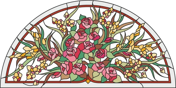 Stained glass window rose — Stock Vector