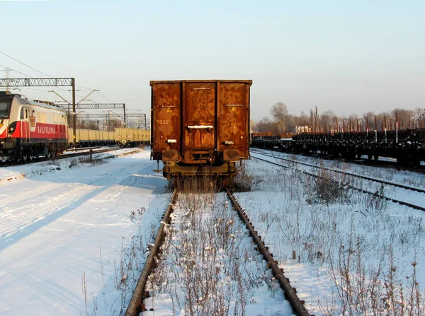 Vonat Vasúton — Stock Fotó