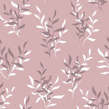 Pembe arka planda dalları olan çiçeksiz desen.. 