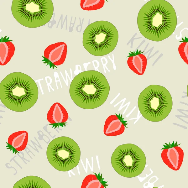 Yaz, kivi ve çilekli, parlak, pürüzsüz desen..