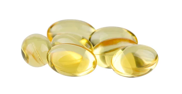 Yedi morina yağı kapsülü. Sağlıklı yaşam tarzı.