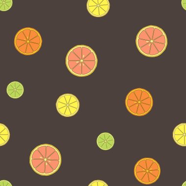 Limon, kireç, portakal ve greyfurtlu turunçgil deseni.. 
