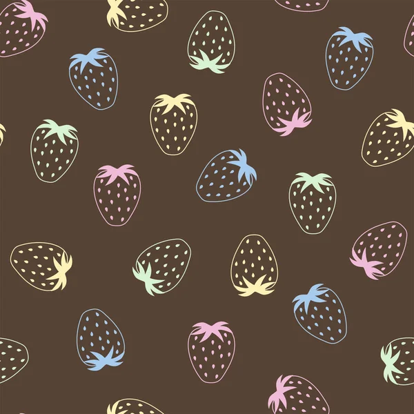 Çikolata arkaplanda çok renkli çilek desenleri var..