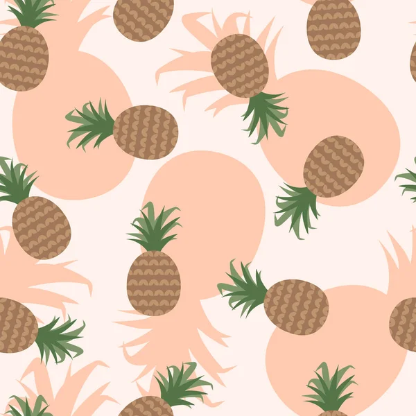 Pembe arka planda olgun ananaslı, tropik, pürüzsüz bir desen..