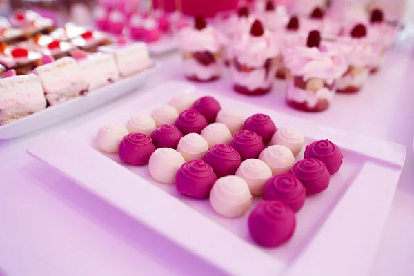 Delicious sweets on candy buffet — Stock Photo, Image