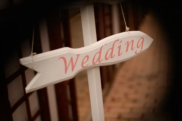 Tecken på trä bröllop — Stockfoto