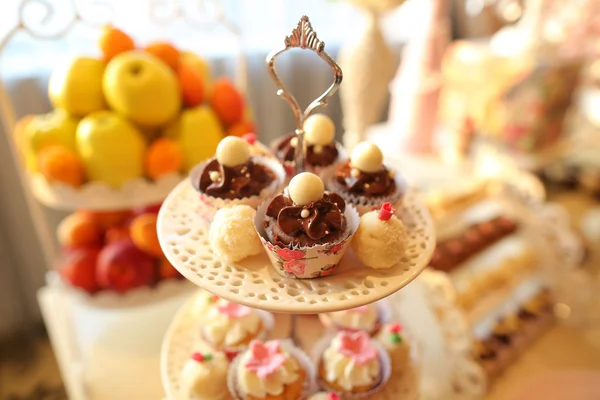 Delicious sweets on candy buffet — Stock Photo, Image