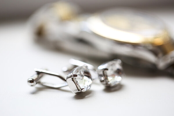 Cufflinks close up with selective focus