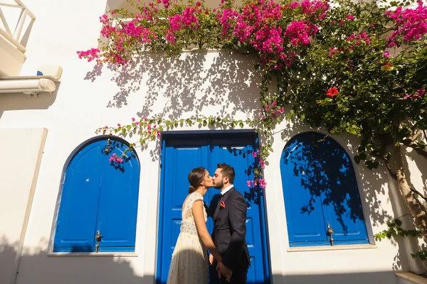 Novia y novio besándose —  Fotos de Stock