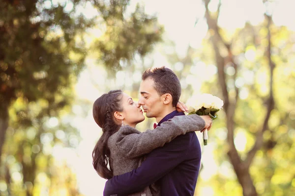 Couple hugging each other in the park — Stock Photo, Image