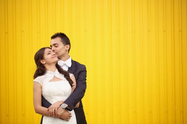 Bride and Groom hugging each other — Stock Photo, Image