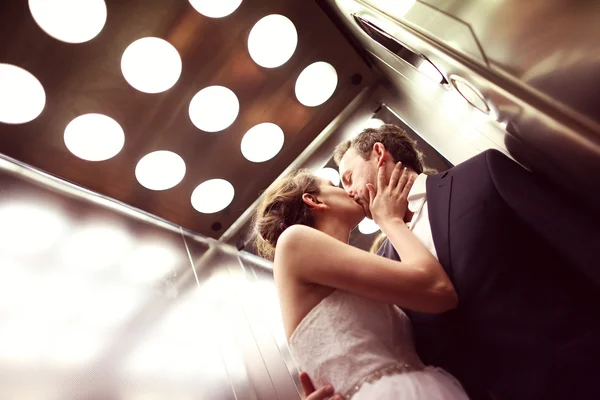 Novia y novio besándose —  Fotos de Stock