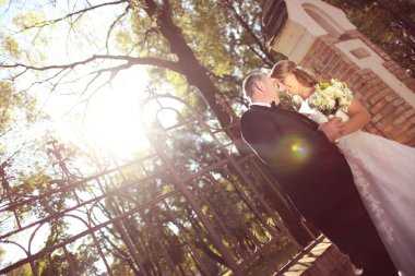 Gelin ve damat parkta