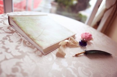 Güzel tüy kalem masada