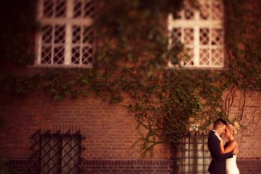 Gelin ve damat bir duvara karşı karşıya