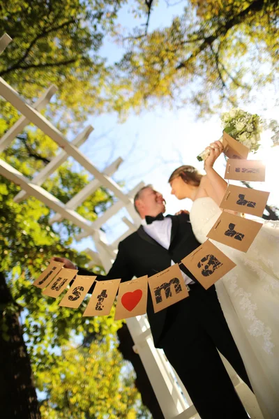 Gerade verheiratete Paare im Park — Stockfoto