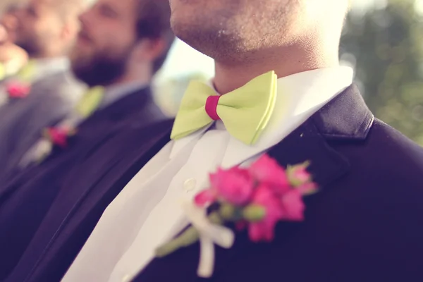 Flower in chest of a groomsman — Stock Photo, Image