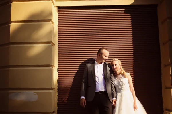 Bruid en bruidegom op een zonnige dag — Stockfoto