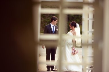 Gelin ve damat parkta