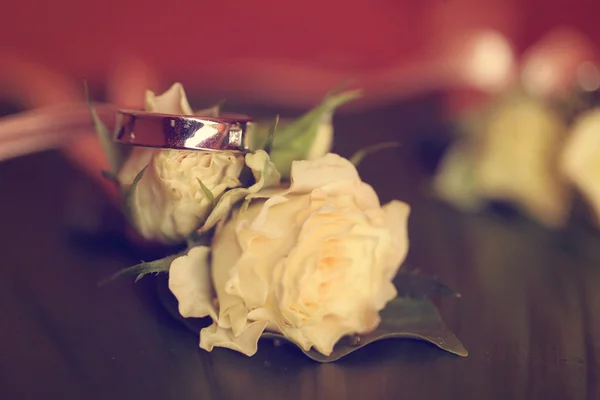 Anillo de boda en rosas —  Fotos de Stock