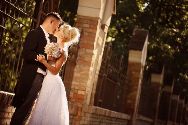 Gelin ve damat parkta