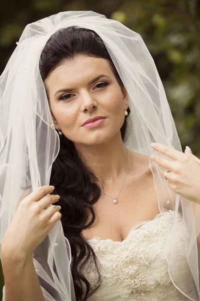 Porträt der schönen Braut mit Schleier — Stockfoto